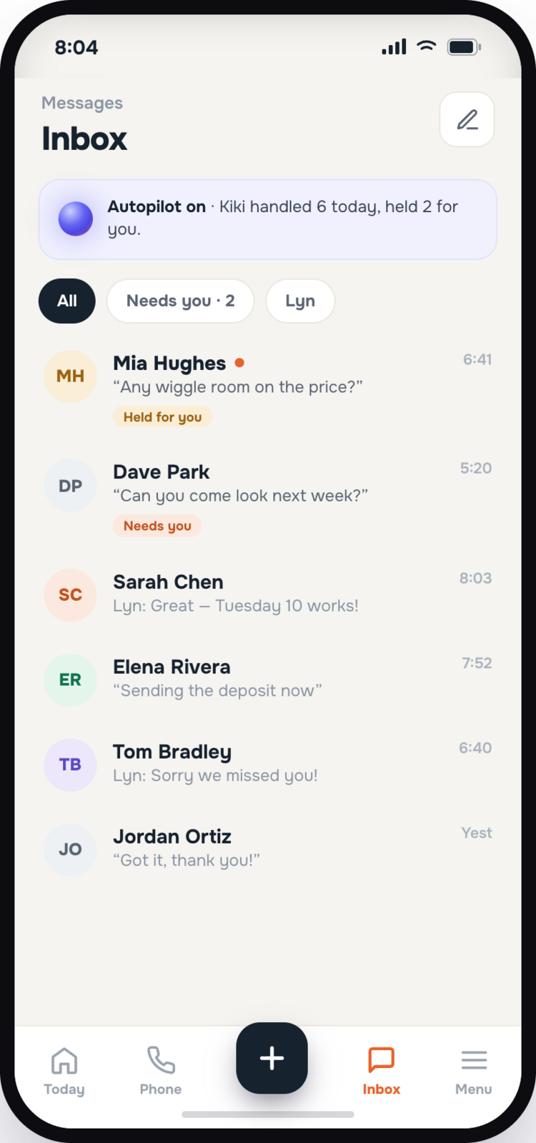 TradeLynq on mobile — the shared inbox