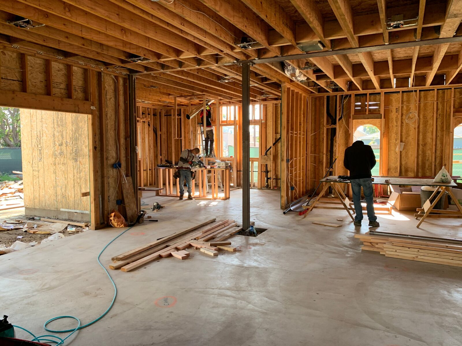 A remodeling job site being prepared